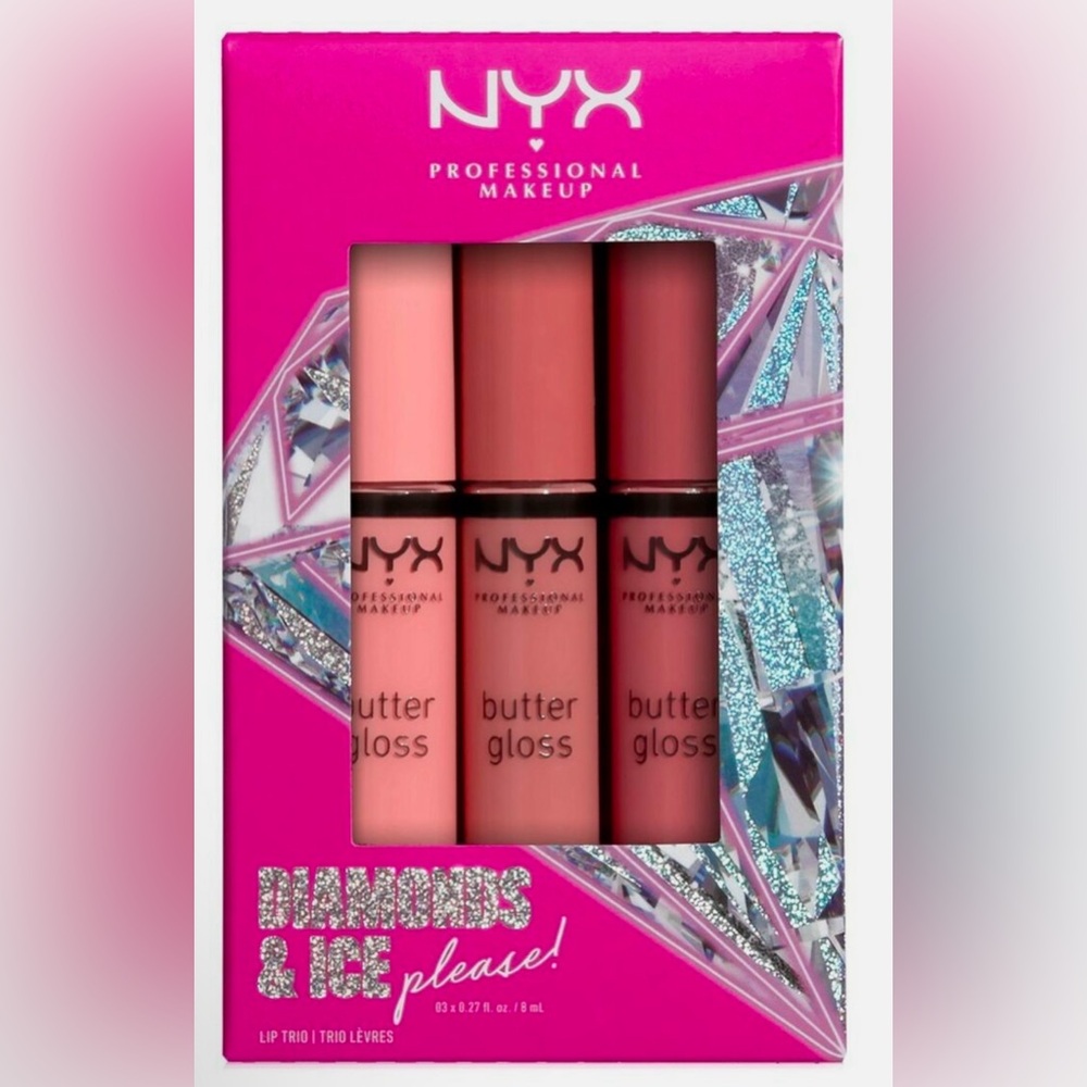 New NYX Professional Makeup 3 piece
Diamonds & Ice Please! Butter
Gloss Lip Set